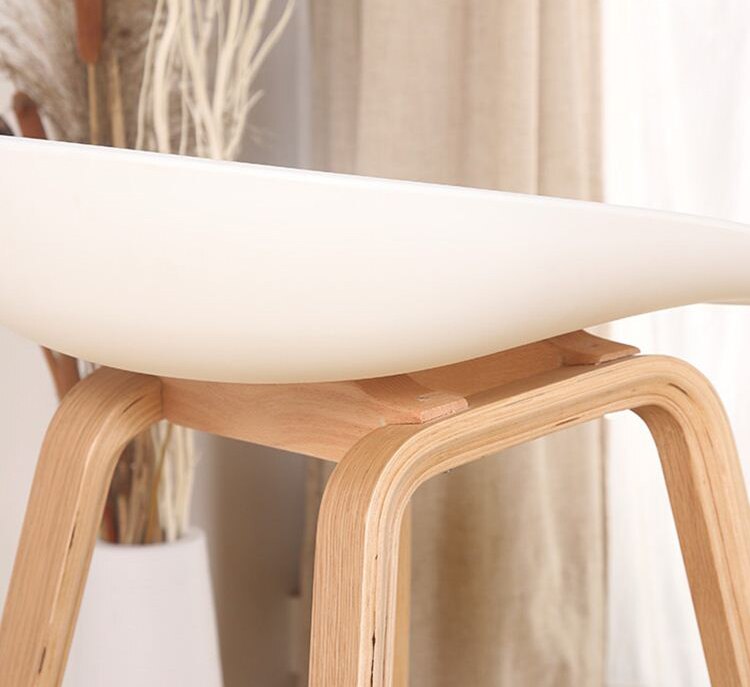 Minimalist Modern Design solid wood pp plastic bar chair northern wind fashion creative  counter stool Popular Furniture