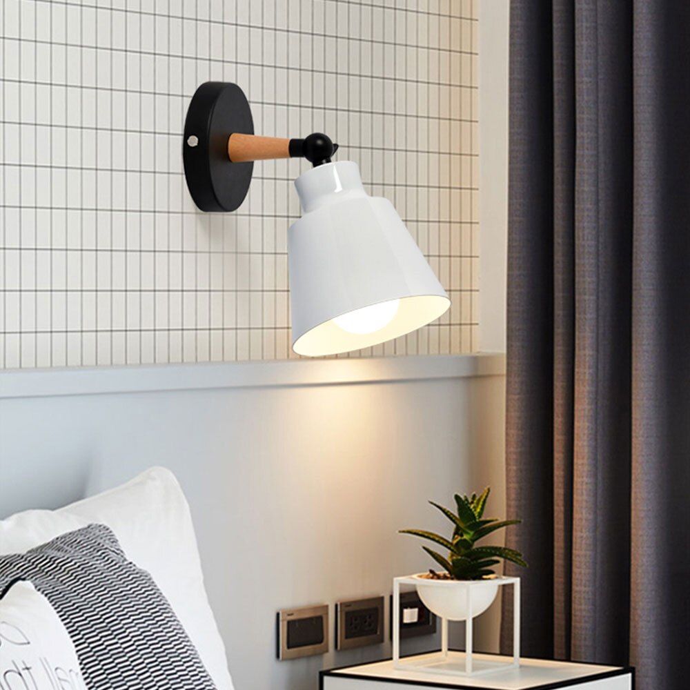 bedroom wall light modern wall lamp wooden wall lights for kitchen dining restaurant Nordic macaroon 5 colors E27 steering head