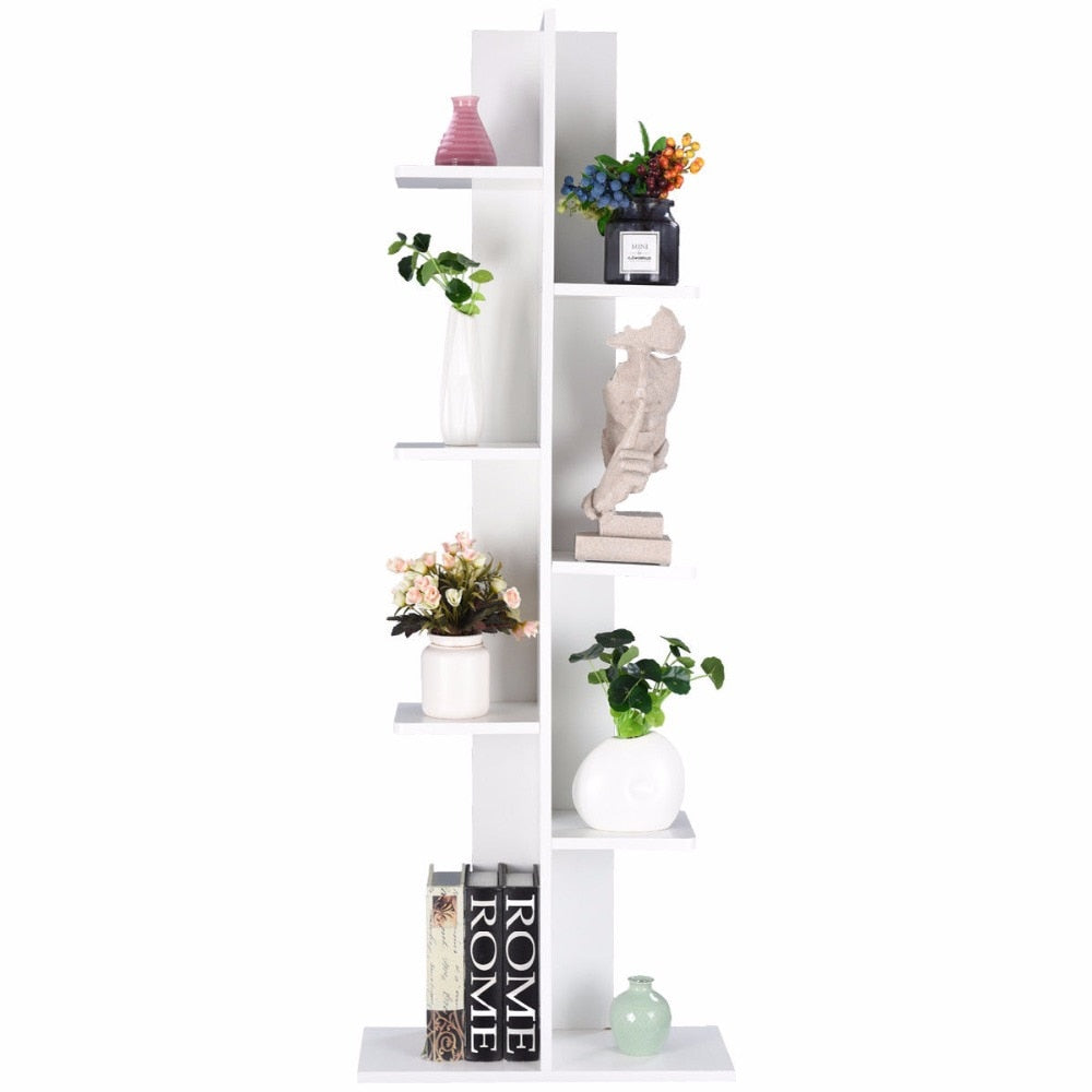 Giantex Open Concept Bookcase Plant Display Shelf Rack Storage Holder Wooden White Living Room Furniture HW57374WH