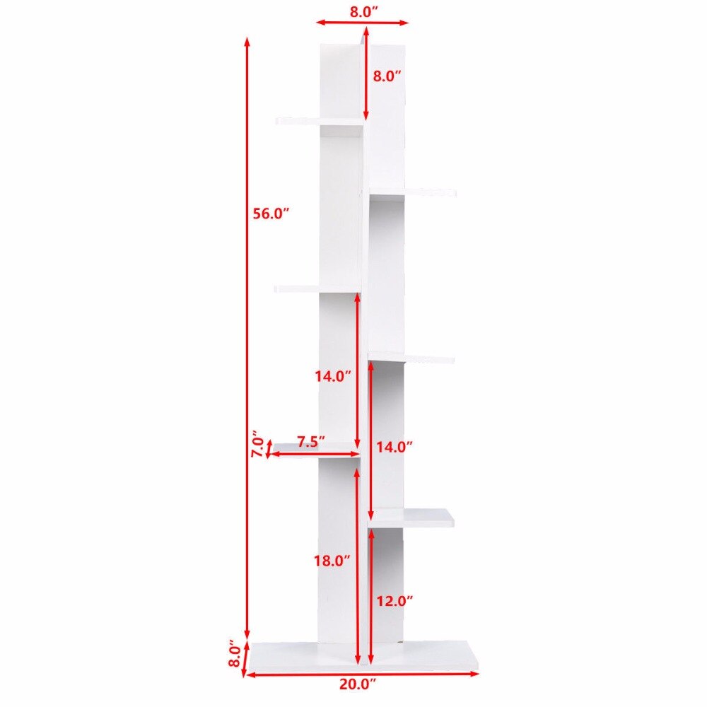 Giantex Open Concept Bookcase Plant Display Shelf Rack Storage Holder Wooden White Living Room Furniture HW57374WH